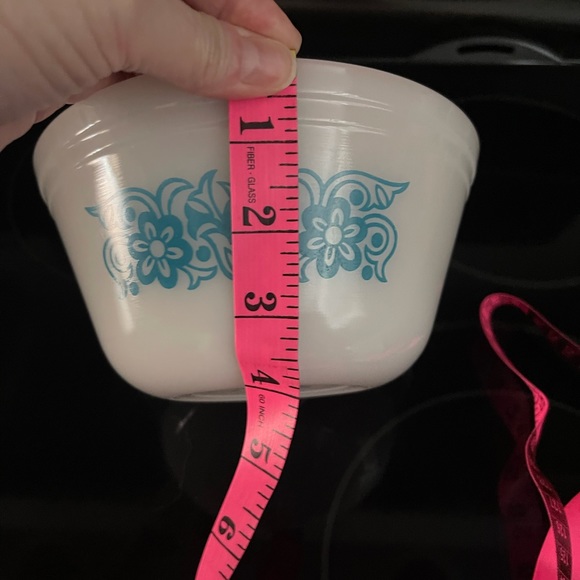 Vintage Federal Milk Glass Bowl Blue Flowers - Picture 5 of 5